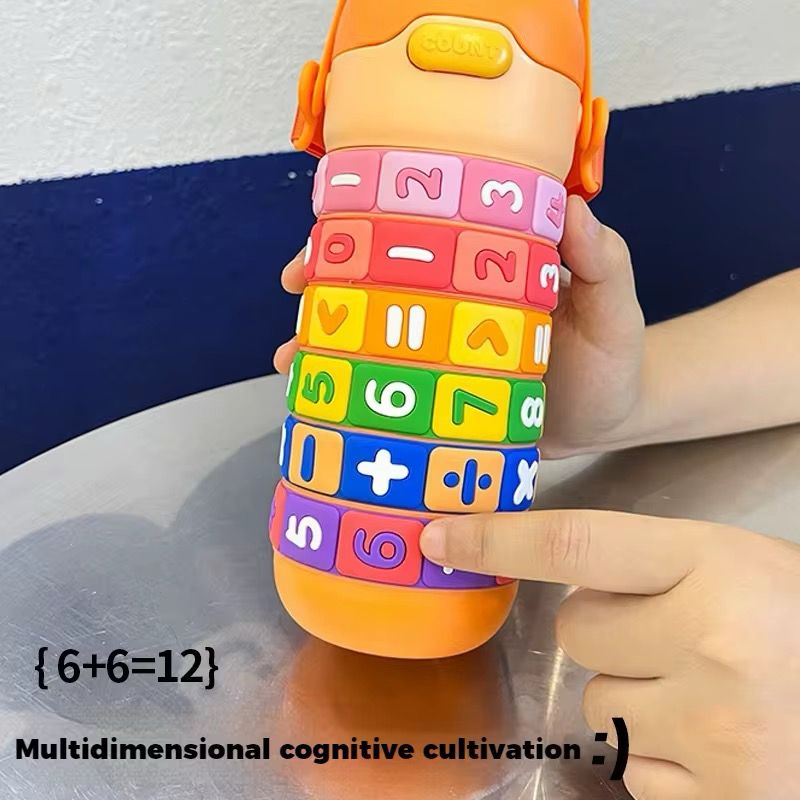 KIDS MATH LEARNING WATER BOTTLE 430ML, BPA FREE, LEAK PROOF STAINLESS STEEL,VACUUM INSULATED