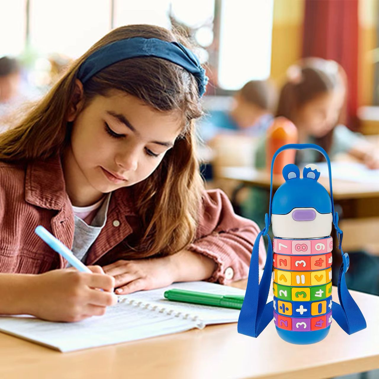 KIDS MATH LEARNING WATER BOTTLE 430ML, BPA FREE, LEAK PROOF STAINLESS STEEL,VACUUM INSULATED