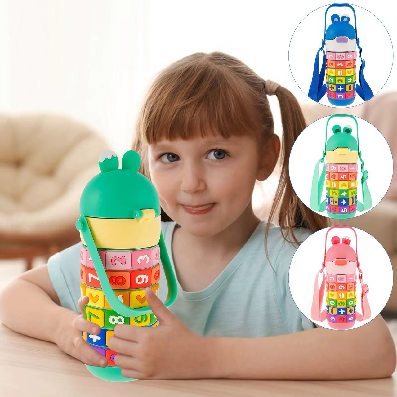 KIDS MATH LEARNING WATER BOTTLE 430ML, BPA FREE, LEAK PROOF STAINLESS STEEL,VACUUM INSULATED