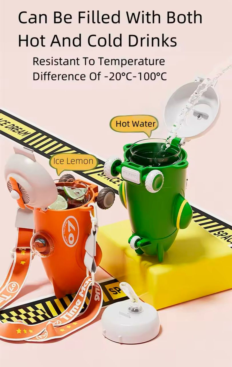 AEROPLANE SHAPE KIDS WATER BOTTLE WITH STRAW 500ML