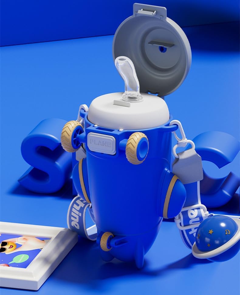AEROPLANE SHAPE KIDS WATER BOTTLE WITH STRAW 500ML