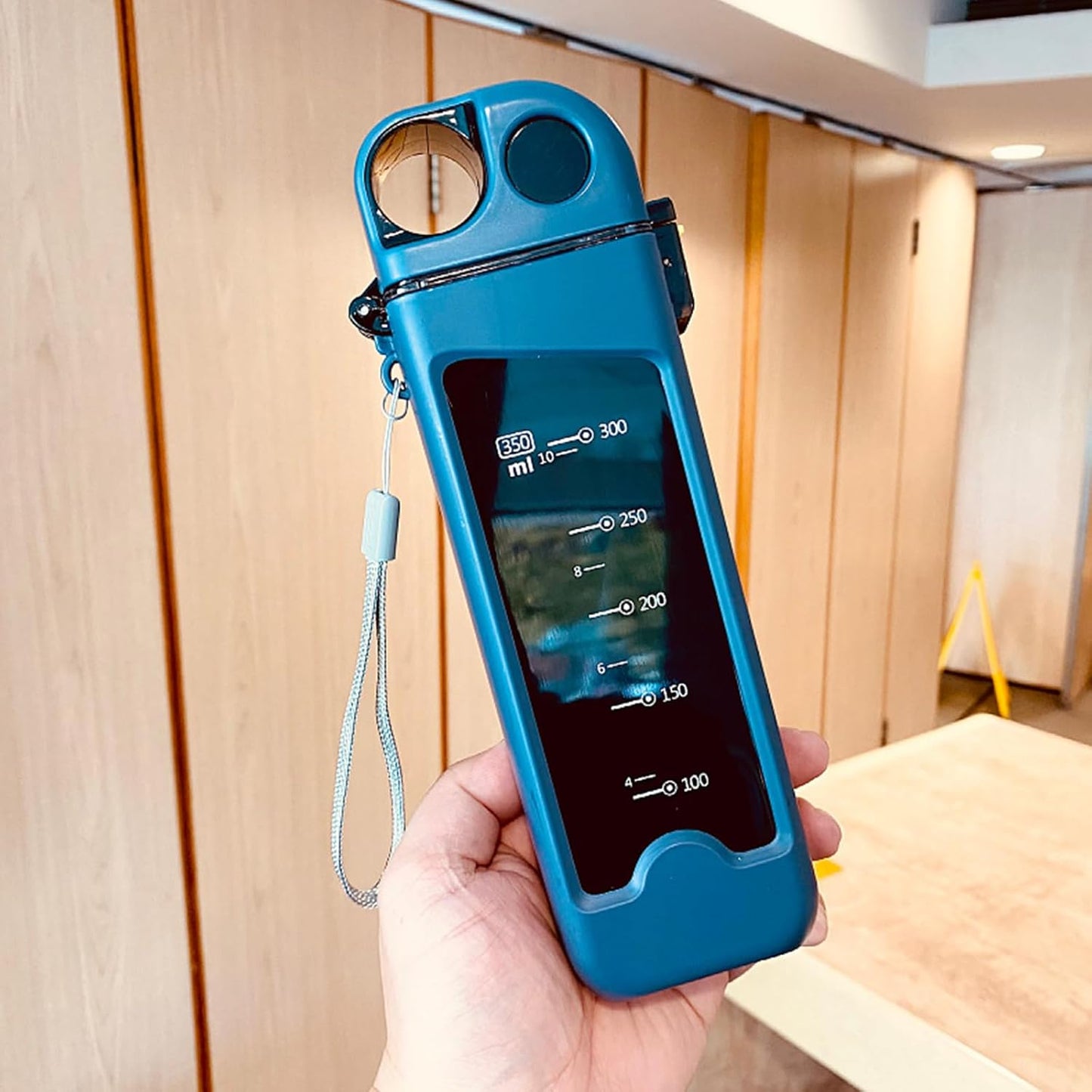 FLIP TOP PORTABLE SQUARE PLASTIC WATER BOTTLE 350ML,FOOD GRADE,DUCKBILL DESIGN,SILICON SEAL CREAM