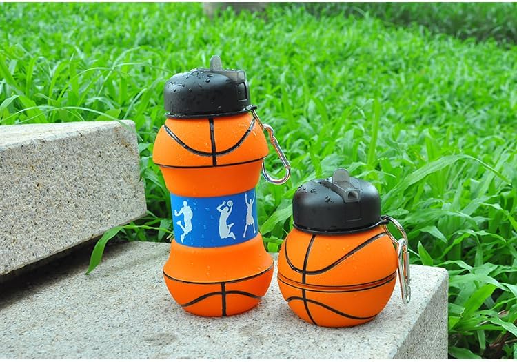 COLLAPSIBLE BASKETBALL WATER BOTTLE-FOLDABLE AND LEAK PROOF BOTTLE FOR KIDS 450ML