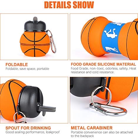 COLLAPSIBLE BASKETBALL WATER BOTTLE-FOLDABLE AND LEAK PROOF BOTTLE FOR KIDS 450ML