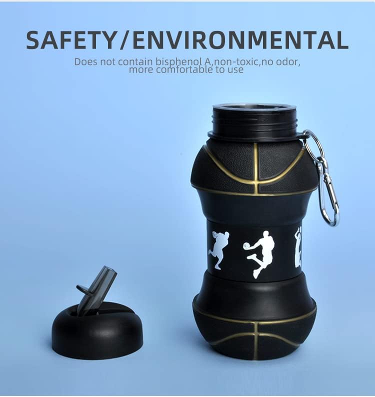COLLAPSIBLE BASKETBALL WATER BOTTLE-FOLDABLE AND LEAK PROOF BOTTLE FOR KIDS 450ML