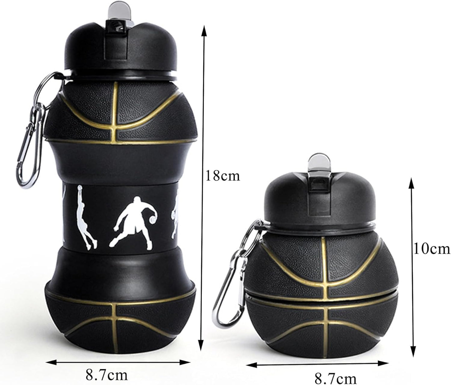 COLLAPSIBLE BASKETBALL WATER BOTTLE-FOLDABLE AND LEAK PROOF BOTTLE FOR KIDS 450ML