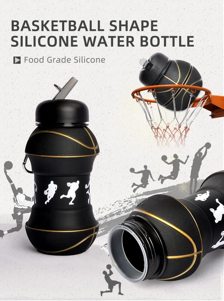 COLLAPSIBLE BASKETBALL WATER BOTTLE-FOLDABLE AND LEAK PROOF BOTTLE FOR KIDS 450ML