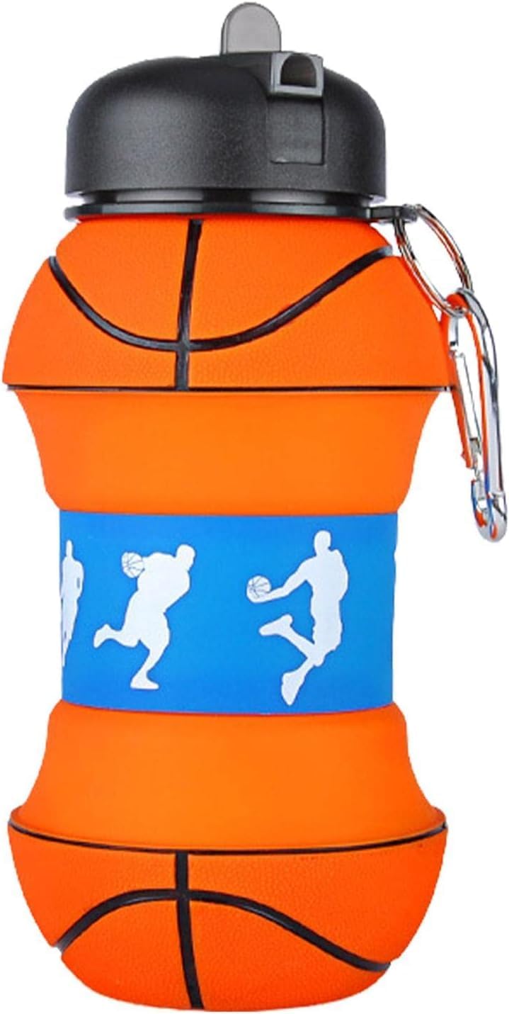 COLLAPSIBLE BASKETBALL WATER BOTTLE-FOLDABLE AND LEAK PROOF BOTTLE FOR KIDS 450ML