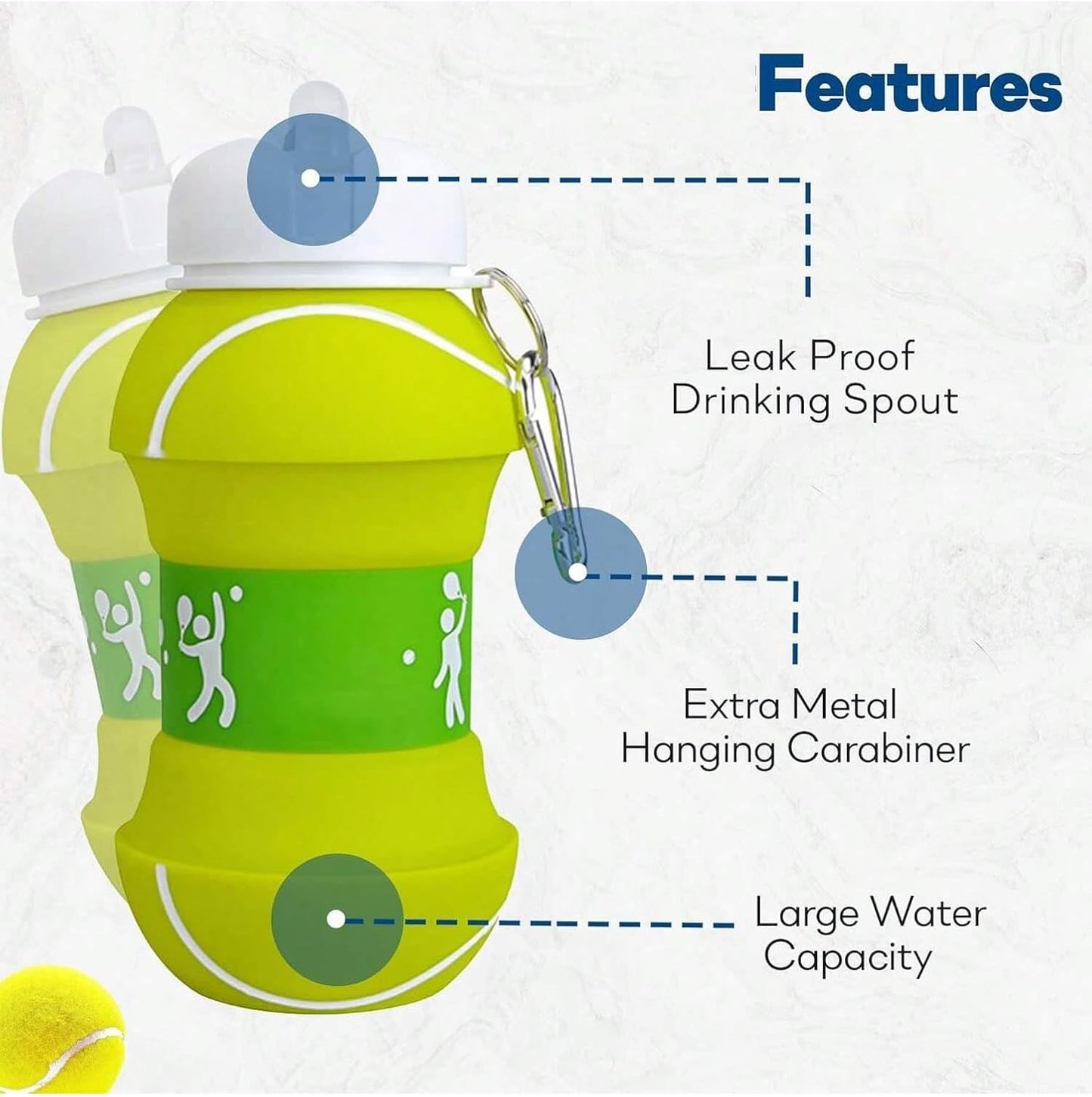 COLLAPSIBLE BASKETBALL WATER BOTTLE-FOLDABLE AND LEAK PROOF BOTTLE FOR KIDS 450ML
