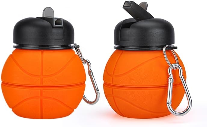 COLLAPSIBLE BASKETBALL WATER BOTTLE-FOLDABLE AND LEAK PROOF BOTTLE FOR KIDS 450ML