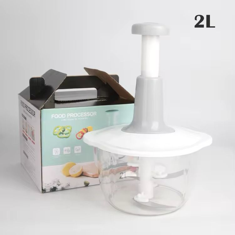 1.5L Manual Food Processor - Salad Spinner Large Lettuce Spinner Kitchen Gadgets - Meat Masher - Express Hand Held Onion Chopper & Dicer for Baby Food, Garlic, Veggies