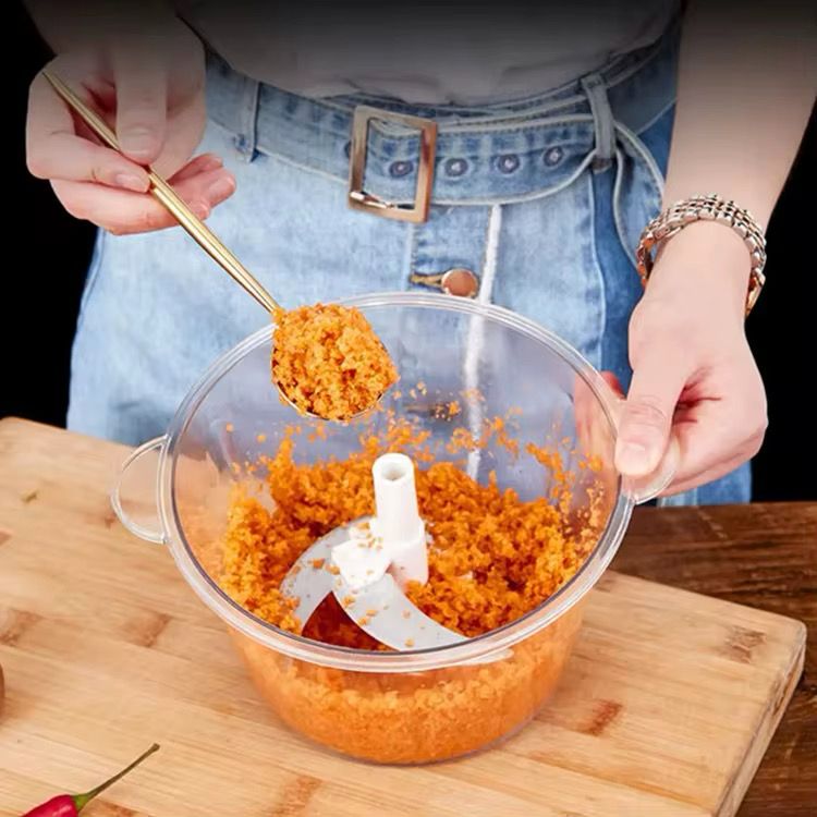 1.5L Manual Food Processor - Salad Spinner Large Lettuce Spinner Kitchen Gadgets - Meat Masher - Express Hand Held Onion Chopper & Dicer for Baby Food, Garlic, Veggies