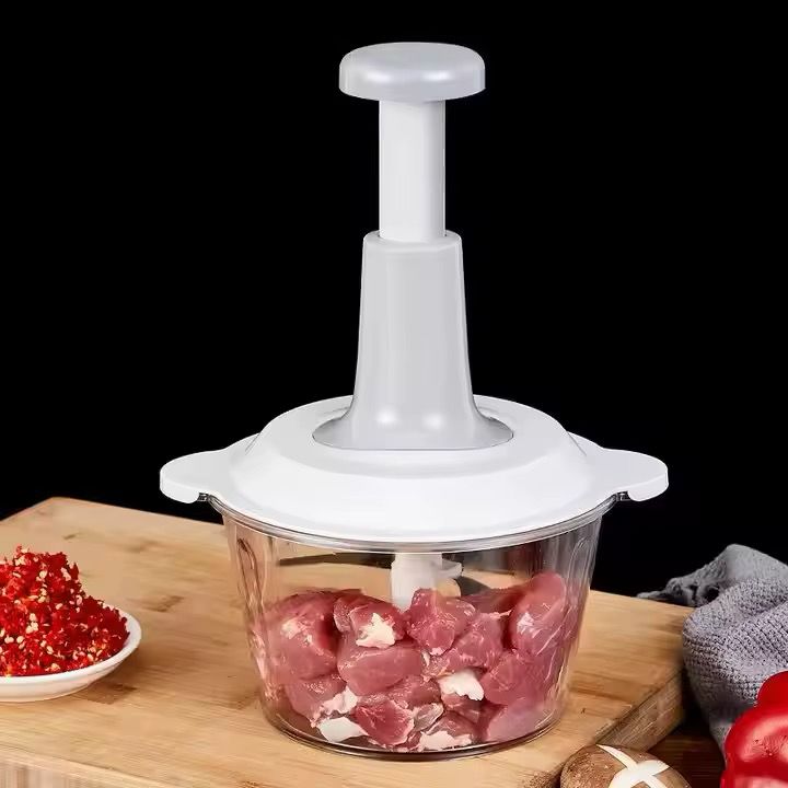 1.5L Manual Food Processor - Salad Spinner Large Lettuce Spinner Kitchen Gadgets - Meat Masher - Express Hand Held Onion Chopper & Dicer for Baby Food, Garlic, Veggies
