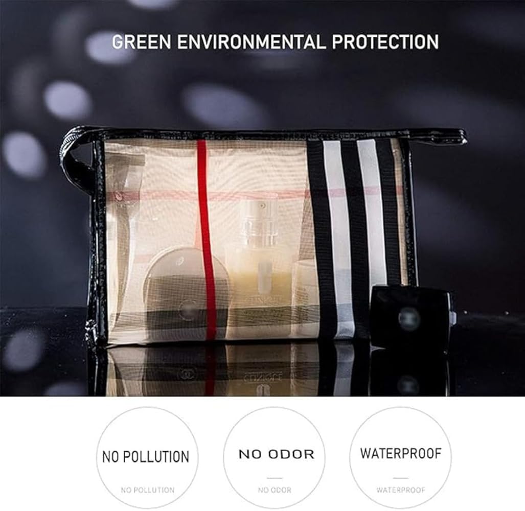 4 Pcs Buberry Pattern Travel Tote Bag, And Cosmetic Bag Set