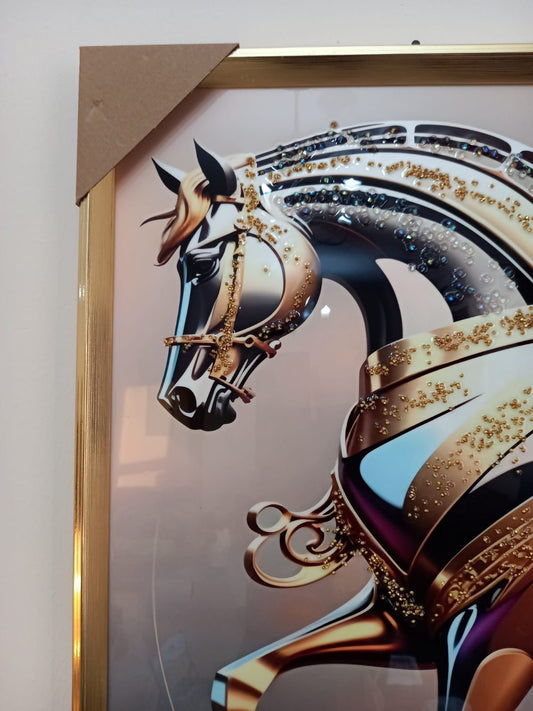 BEAUTIFUL STONED HORSE ACRYLIC WALL FRAME FOR YOUR HOME AND OFFICES,THE SPARKLING 3D EFFECT MAKES IT A PERFECT PIECE TO BEAUTIFY YOUR SPACE.IT IS SO ELEGANT