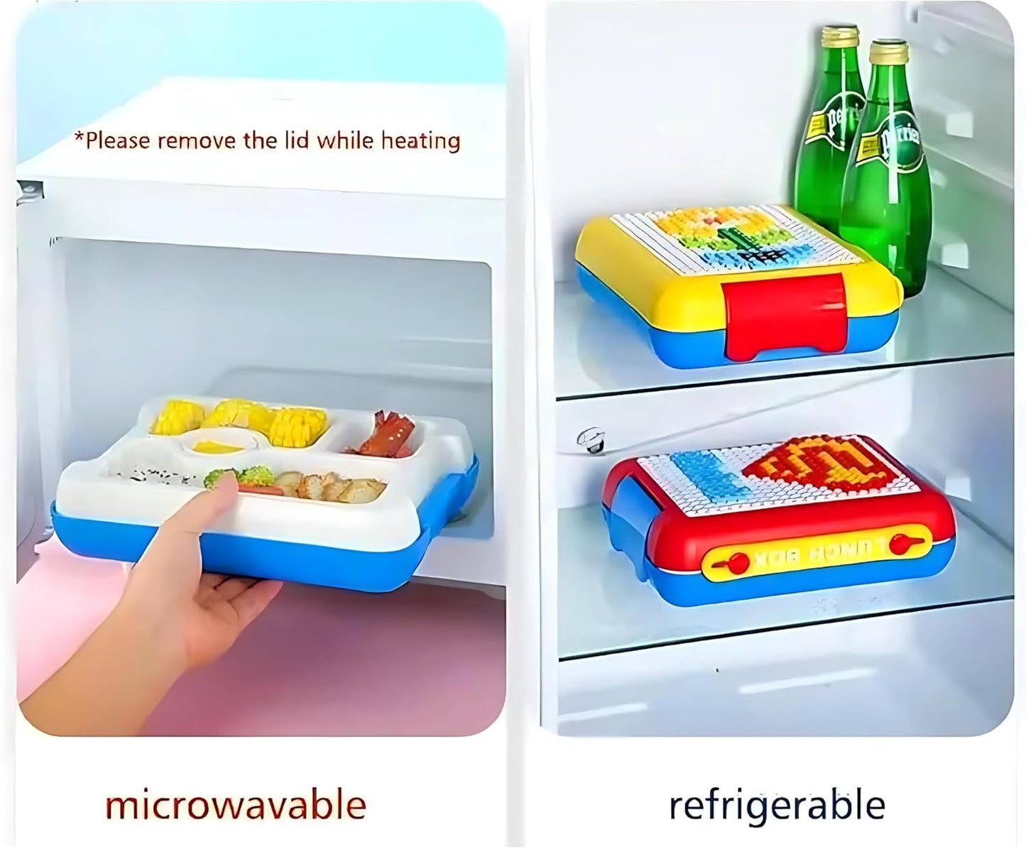 BENTO LUNCH BOX PLASTIC COMES WITH DIY STICKERS THAT HELPS THE KIDS CREATE FUNNY CHARACTERS ON THEIR LUNCH BOX