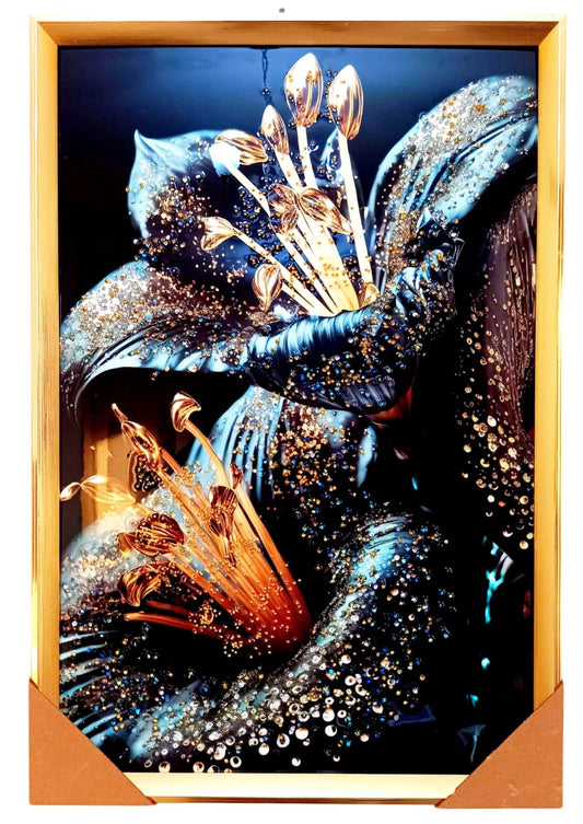 BEAUTIFUL STONED FLOWER  ACRYLIC WALL FRAME FOR YOUR HOME AND OFFICES,THE SPARKLING 3D EFFECT MAKES IT A PERFECT PIECE TO BEAUTIFY YOUR SPACE.IT IS SO ELEGANT