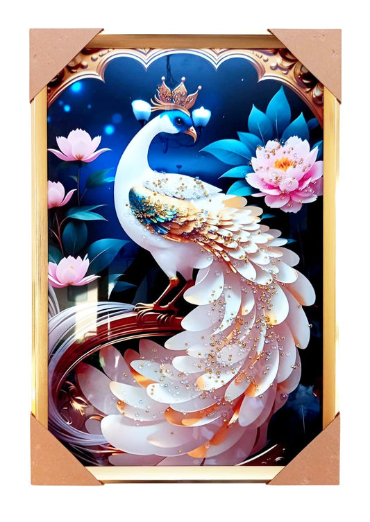 BEAUTIFUL STONED PEACOCK ACRYLIC WALL FRAME FOR YOUR HOME AND OFFICES,THE SPARKLING 3D EFFECT MAKES IT A PERFECT PIECE TO BEAUTIFY YOUR SPACE.IT IS SO ELEGANT