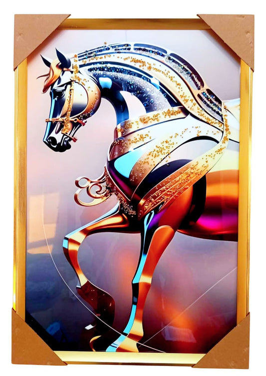 BEAUTIFUL PURPLE HORSE STONED ACRYLIC WALL FRAME FOR YOUR HOME AND OFFICES,THE SPARKLING 3D EFFECT MAKES IT A PERFECT PIECE TO BEAUTIFY YOUR SPACE.IT IS SO ELEGANT