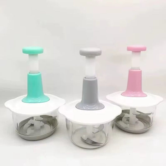 1.5L Manual Food Processor - Salad Spinner Large Lettuce Spinner Kitchen Gadgets - Meat Masher - Express Hand Held Onion Chopper & Dicer for Baby Food, Garlic, Veggies