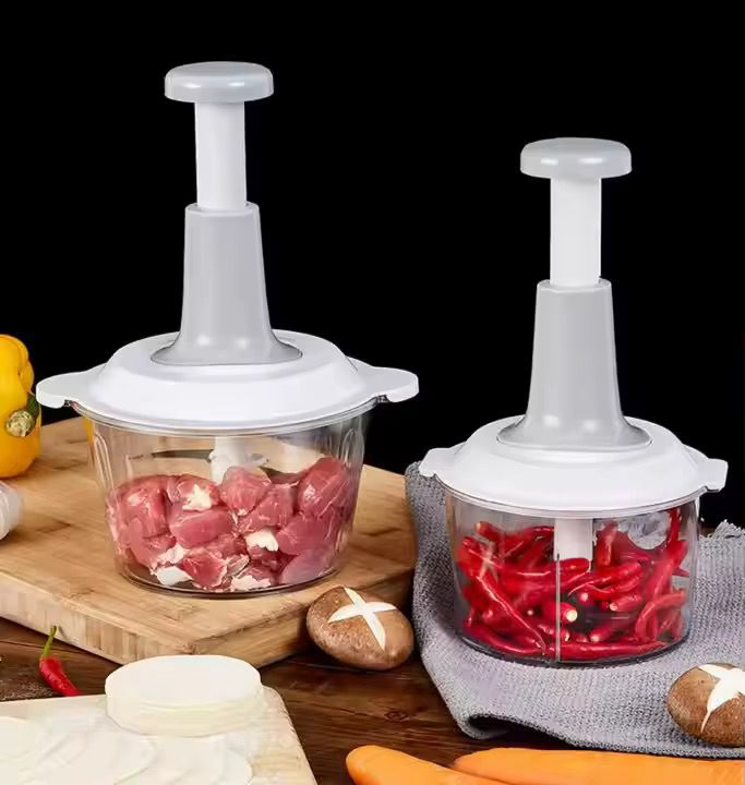 1.5L Manual Food Processor - Salad Spinner Large Lettuce Spinner Kitchen Gadgets - Meat Masher - Express Hand Held Onion Chopper & Dicer for Baby Food, Garlic, Veggies
