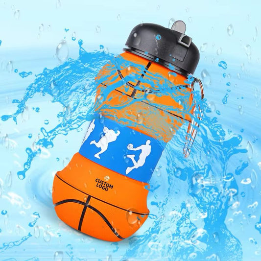 COLLAPSIBLE BASKETBALL WATER BOTTLE-FOLDABLE AND LEAK PROOF BOTTLE FOR KIDS 450ML