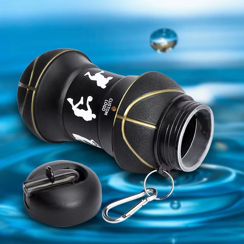 COLLAPSIBLE BASKETBALL WATER BOTTLE-FOLDABLE AND LEAK PROOF BOTTLE FOR KIDS 450ML