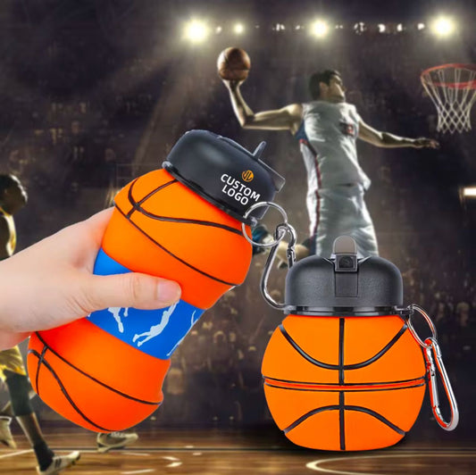 COLLAPSIBLE BASKETBALL WATER BOTTLE-FOLDABLE AND LEAK PROOF BOTTLE FOR KIDS 450ML